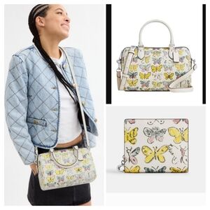 Coach-2pc Signature Rowan Butterfly 🦋 Satchel-Crossbody & Snap Wallet (Chalk)